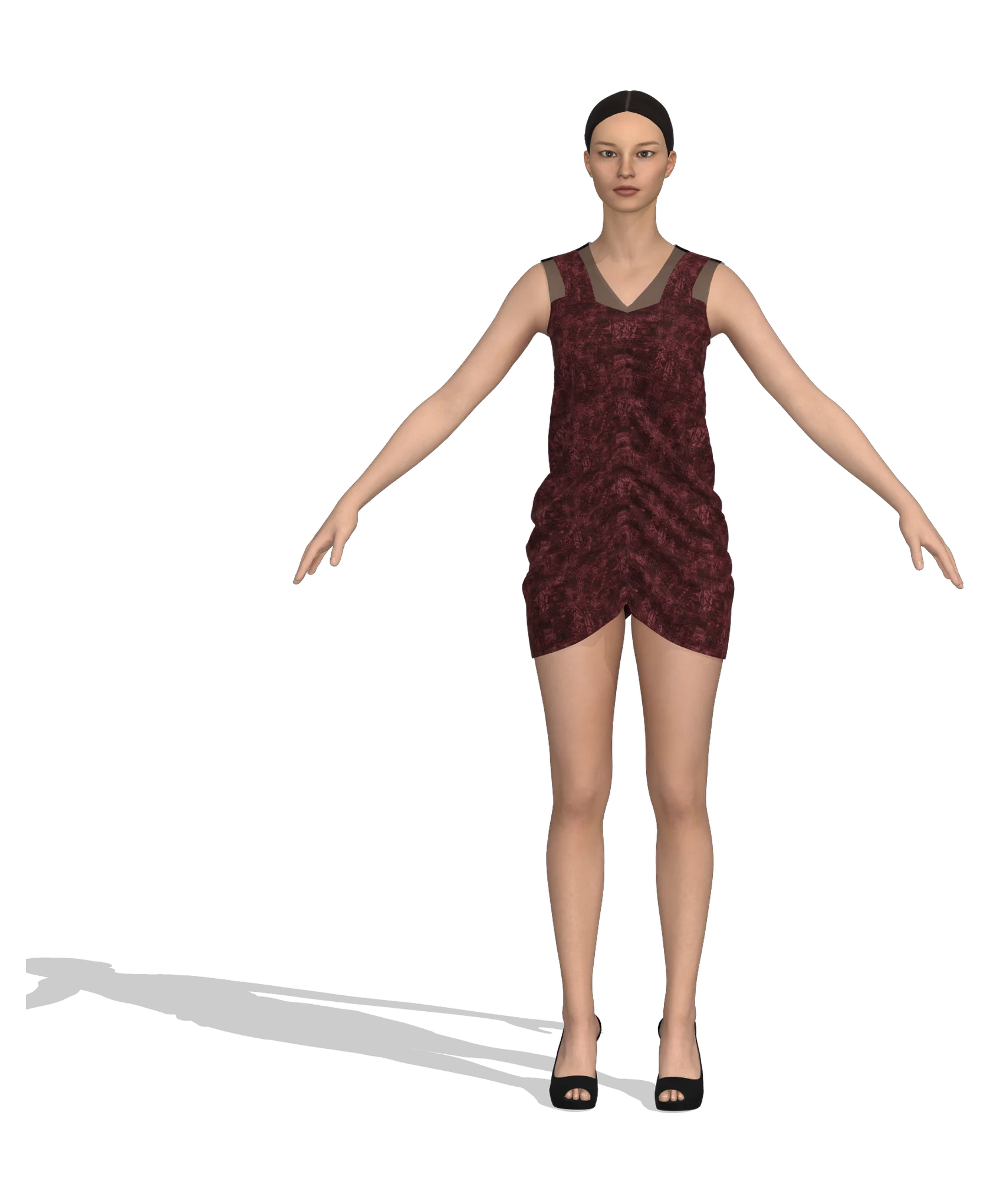 KDscion p196 sleeveless shirring dress - short